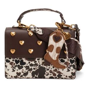 Viral Betsey Johnson Cow Print Gold Hardware Western Bag
